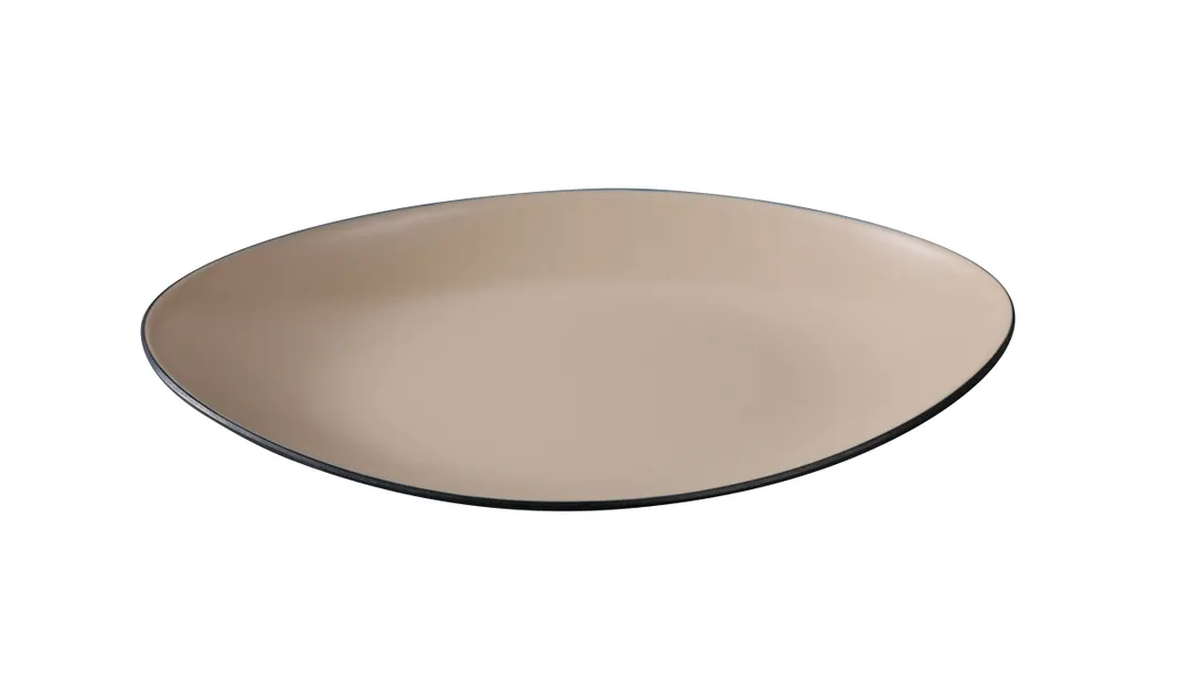 Yanco BM-211CL - Deep Oval Plate, 10"-11", Two-Tone Clay/Black Melamine, Dishwasher-Safe - Dozen
