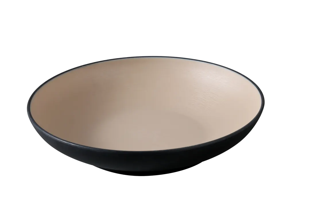 Yanco BM-309CL - 30 oz Salad Pasta Bowl, 9.5" Dia x 2.5" H, Clay/Black Melamine - Dozen