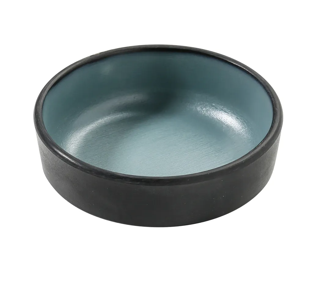 Yanco BM-4004TL Sauce Dish, 4" Dia x 4" H, 4 oz, Melamine, Gray/Teal - Dozen