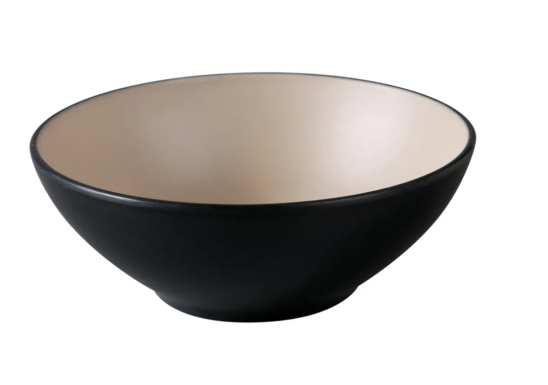 Yanco BM-405CL - Round 15 oz (½ qt) Melamine Bowl, 5 3/4" Dia x 2 1/4" H, Clay/Black - Dozen