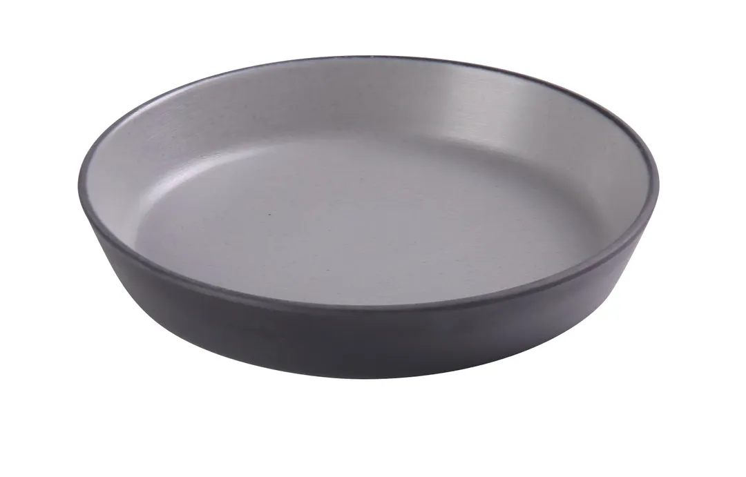 Yanco BM-507 - 16 Oz Round Melamine Bowl, 7.5" Dia x 1.5" H, Two‑Tone Gray/Black, - Dozen