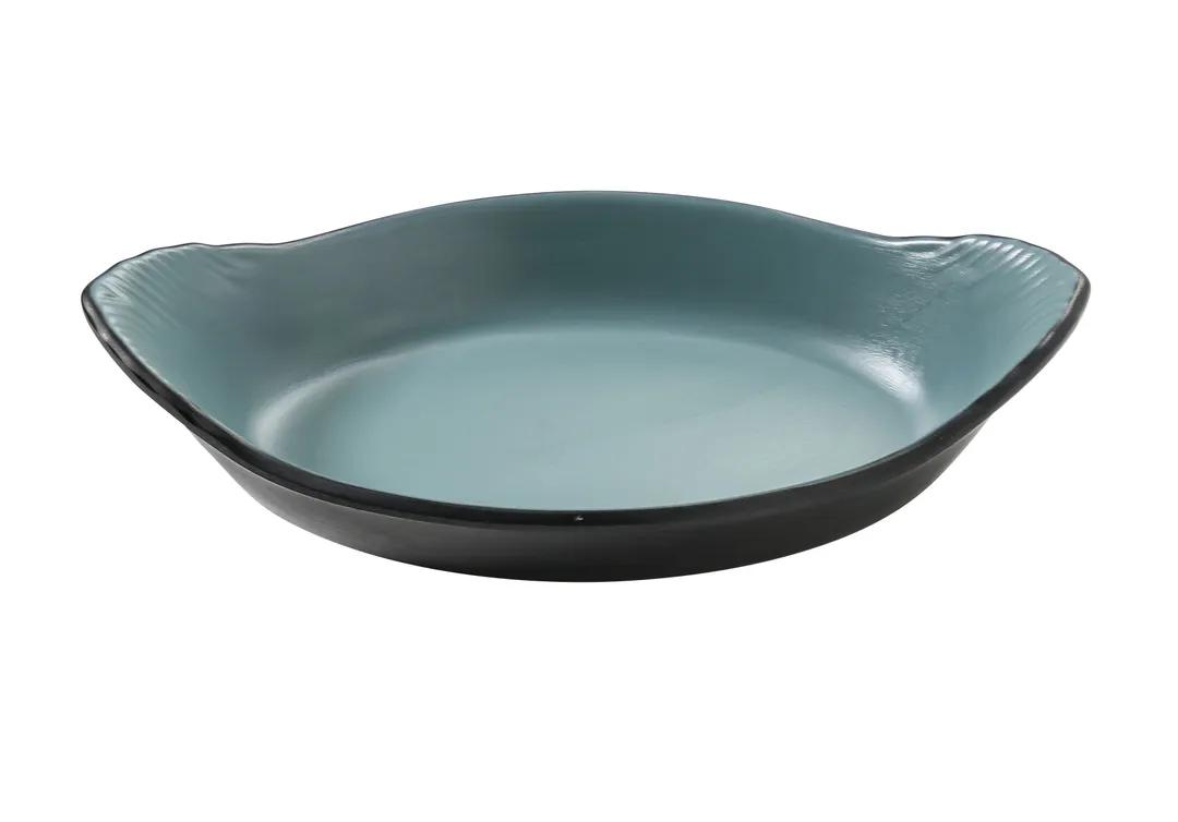 Yanco BM-608TL - Gray/Teal Melamine Round Bowl, 8.75" W x 5" H, 10 oz (½ qt) - Dozen