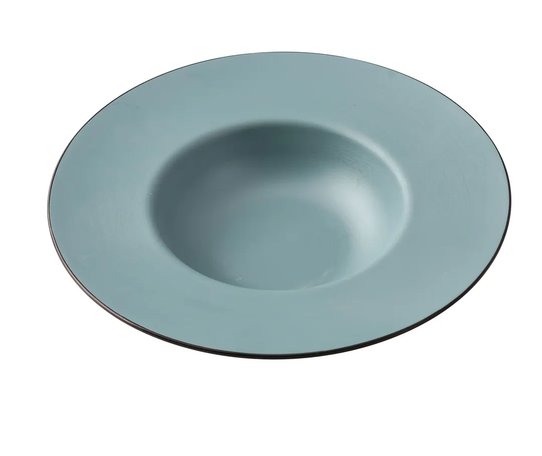 Yanco BM-711TL - 11-1/2" Round Plate, 16 oz, Melamine, Two‑Tone Birmingham Teal, Wide Rim - Dozen
