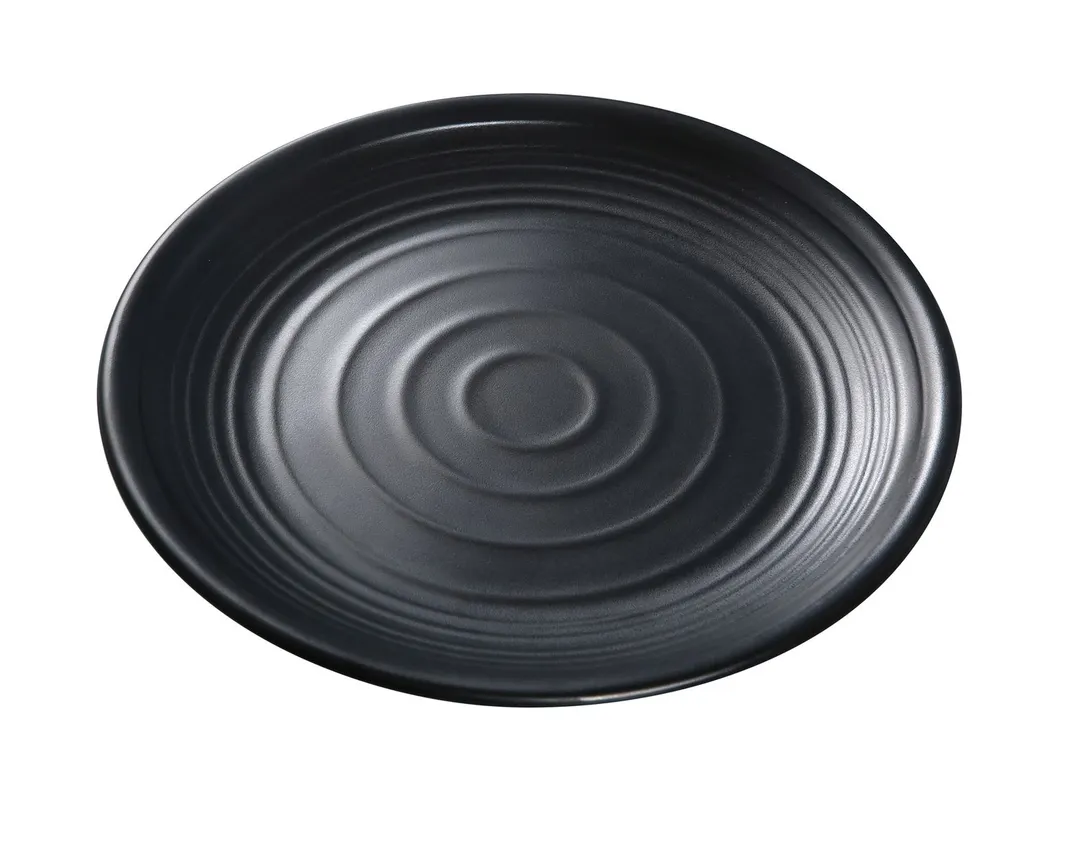 Yanco BP-1009 - Black Pearl Round 9" Asian Style Melamine Plate with Matting Surface, Dozen