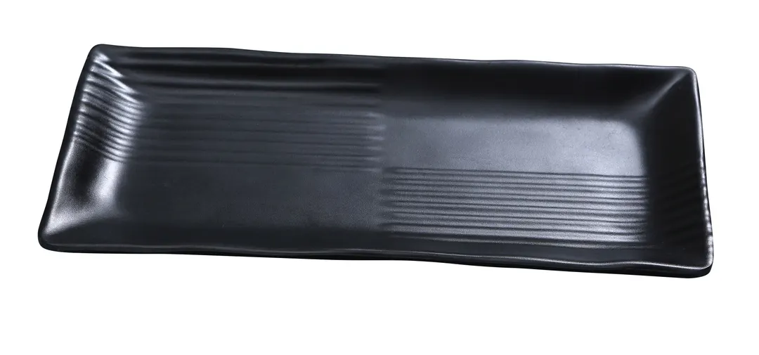 Yanco BP-2213 Black Pearl Rectangular Plate, 14-1/4" x 6-1/4", Melamine Matte Surface, - Dozen