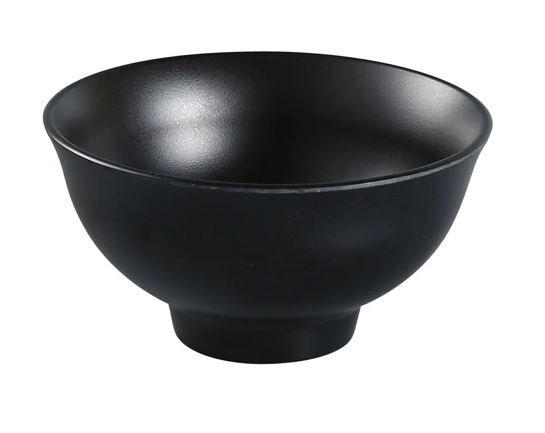 Yanco BP-3004 Black Pearl Melamine Rice Bowl, 7 oz, 4-1/2" Dia x 2-1/8" H, Matte - Dozen