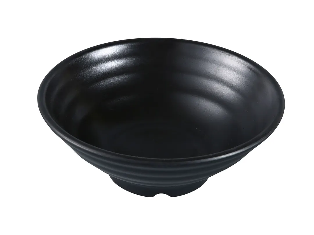 Yanco BP-3017 - Black Pearl 16 oz Asian Melamine Bowl 7" Dia x 2-3/4" H Matte - Dozen