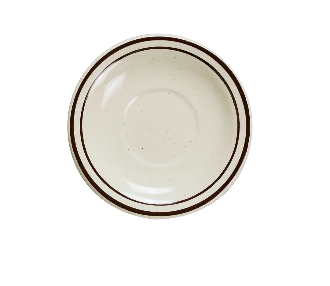 Yanco BR-2 Brown Speckled Ceramic Saucer 5.5" Diameter, Dishwasher Oven Microwave Safe - Dozen