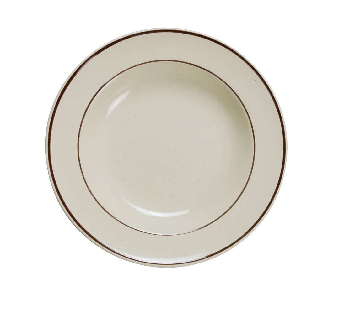 Yanco BR-3 9" Brown Speckled Soup Bowl, 10 oz, Round Ceramic, Dishwasher & Microwave Safe - Dozen
