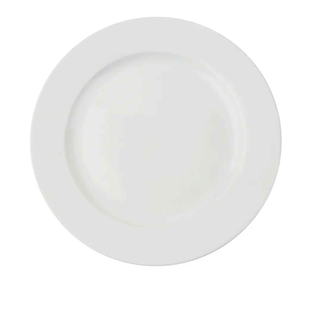 Yanco CA-109 9" Plate, 9" Dia x 3/4" H, Porcelain, White, Rolled Edge, Microwave/Dish Safe - Dozen