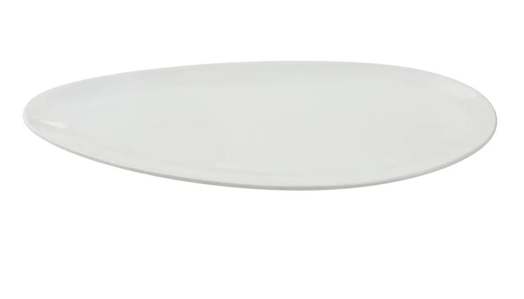 Yanco CA-514 Leaf Porcelain Plate 6-1/2"W x 14"D x 3/4"H White Rolled Edge Coupe Rim MW Safe-1 Dozen