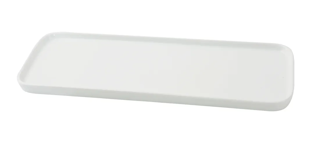 Yanco CA-515 Rectangular White Porcelain Plate 5" W x 15-7/8" D x 1" H Flat Edge Coupe Rim - Dozen