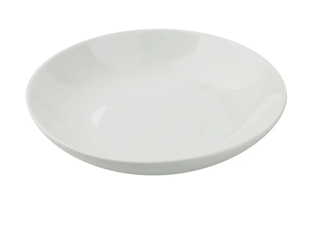 Yanco CA-608 - Cambria 8" White Porcelain Salad Bowl Aluminum Trim, 20 oz - Dozen
