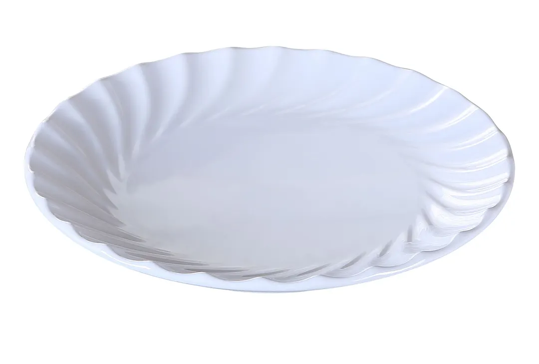 Yanco CAT-1015 Reusable Melamine Plate, 15.5" Round White, 14‑15" Diameter, Dishwasher Safe Tableware