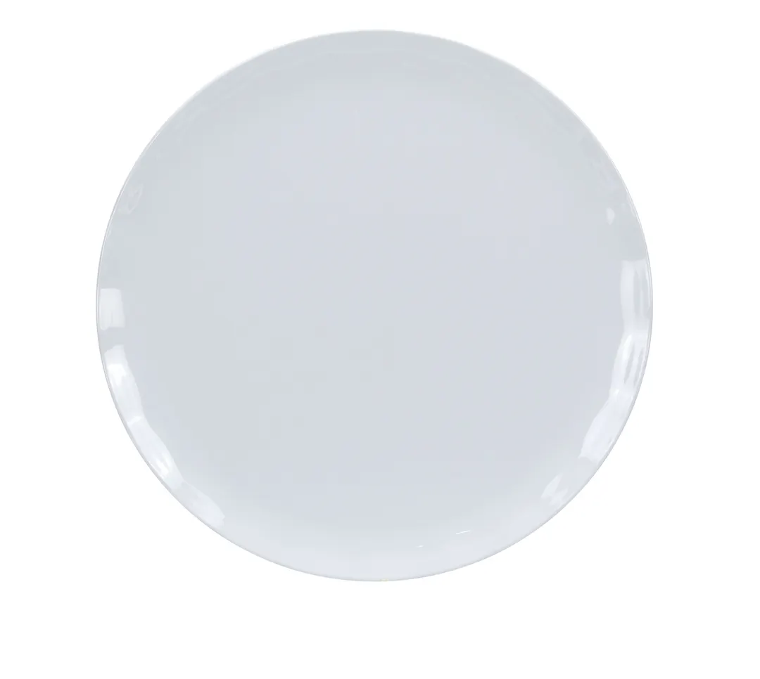 Yanco CAT-1018W - 18" Round Melamine Dinner Plate, White Coupe Style, 16"-19" Diameter, Dishwasher Safe