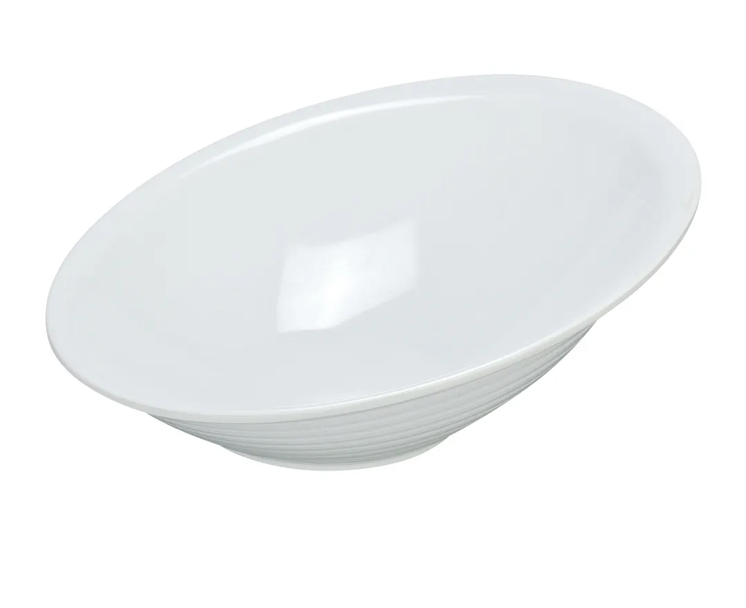 Yanco CAT-1273 - 4.5 Qt Oval Reusable Plastic Bowl, 15" x 12½" x 5" Melamine, White, Dishwasher Safe