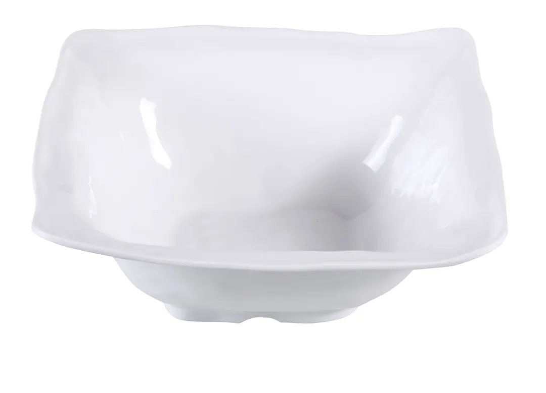Yanco CAT-1280 - Square 4-Qt Plastic Bowl, 13" L x 13" W x 5" H, White Melamine, Dishwasher Safe