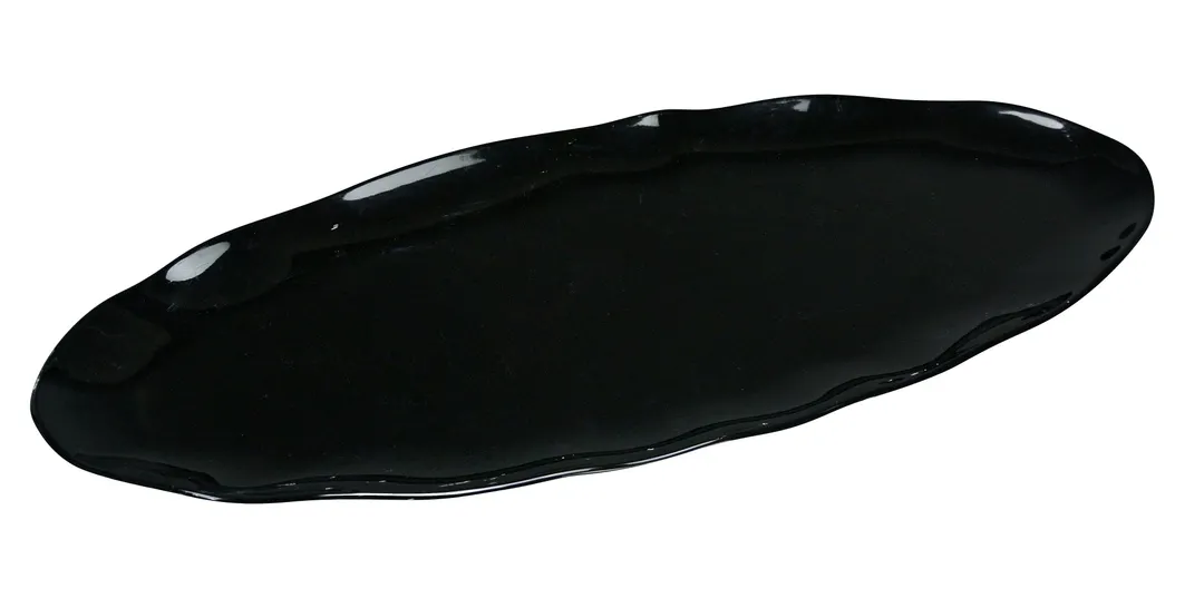 Yanco CAT-2024B Oval Plastic Serving Platter, 24" x 10" Black Melamine, Dishwasher Safe