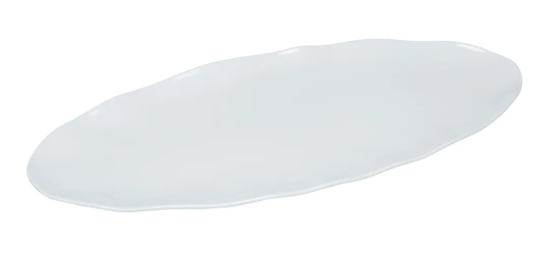 Yanco CAT-2024W - Oval Plastic Serving Platter, 24" x 10" White Melamine, Dishwasher Safe