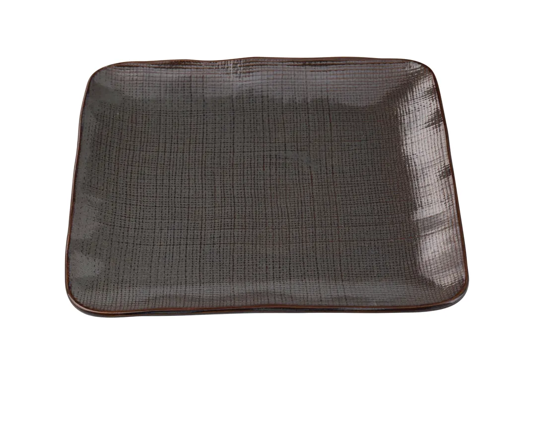 Yanco CB-508 Square Plate 8-1/4" x 8-1/4" x 3/4" China Curved Coupe Rim Weave MW/DW Safe - Dozen