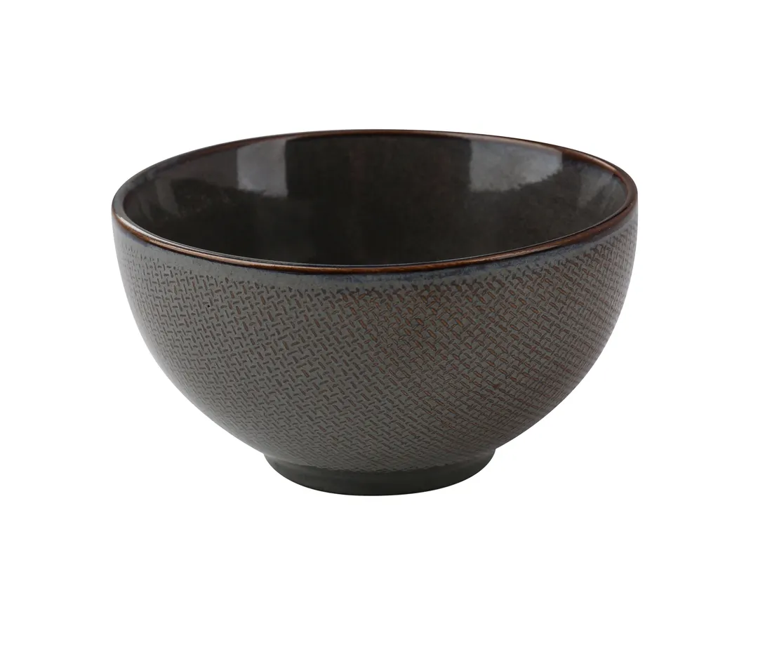 Yanco CB-604 - Cowboy Rice Bowl, 4½" Dia x 2⅜" H, 10 Oz China, Microwave Safe, Basket Weave - Dozen