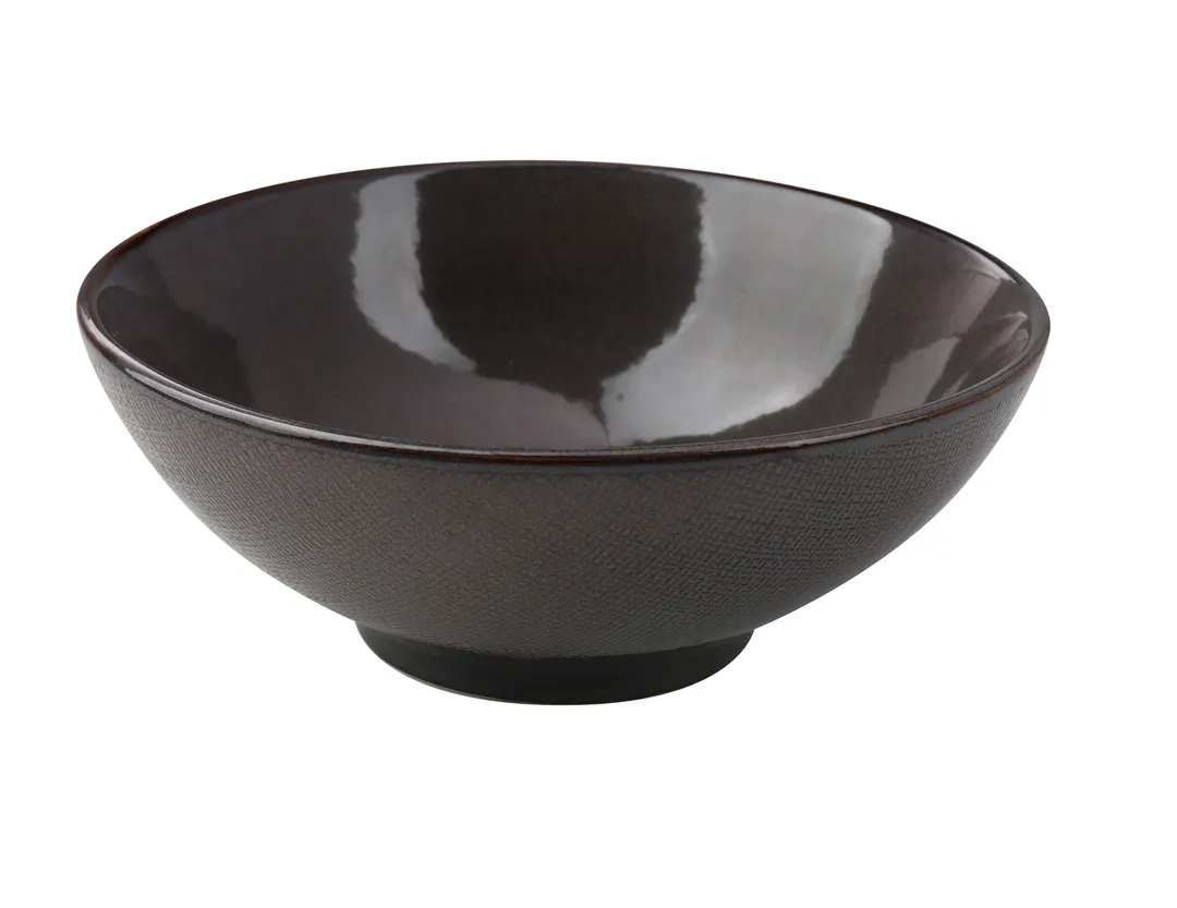 Yanco CB-608 - Cowboy Ramen Bowl, 8½" Dia x 3" H, 39 oz China Bowl with Basket Design - Dozen