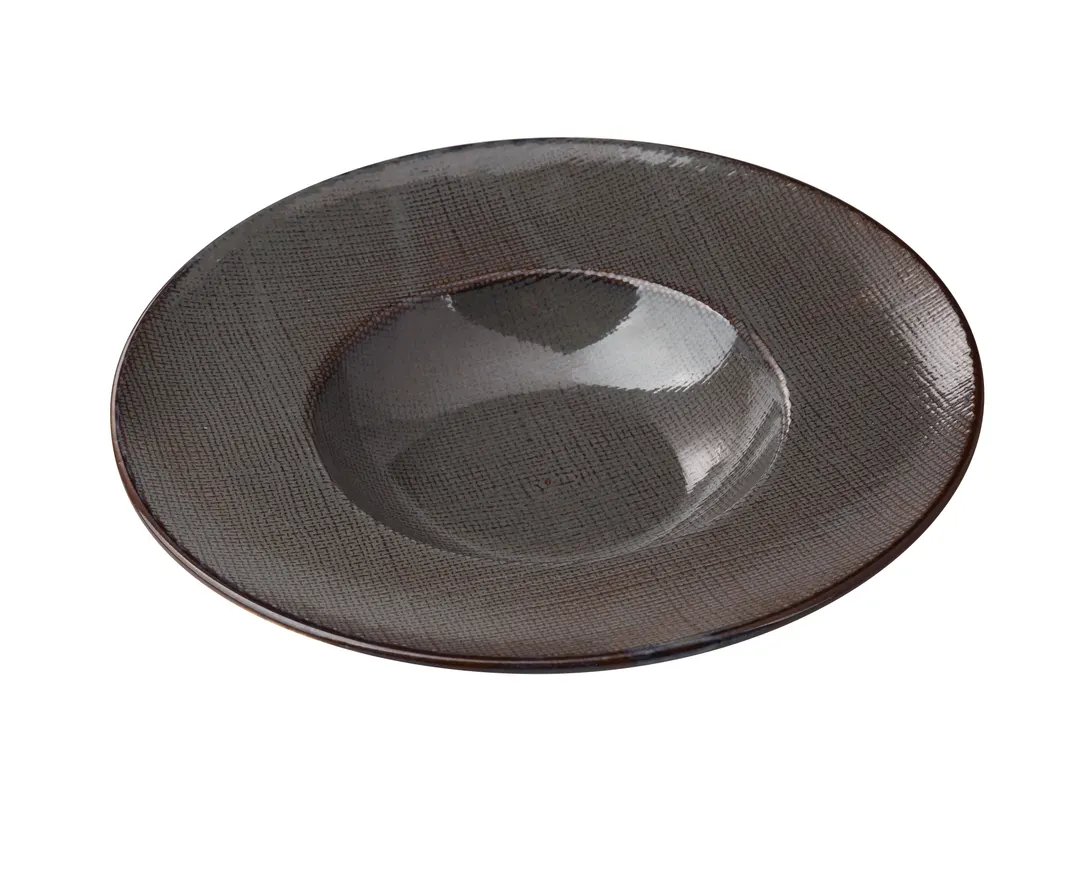 Yanco CB-808 Cowboy Soup Plate, 9.5" x 2" (10 oz), Round China, Wide Rim, Weave Design - Dozen