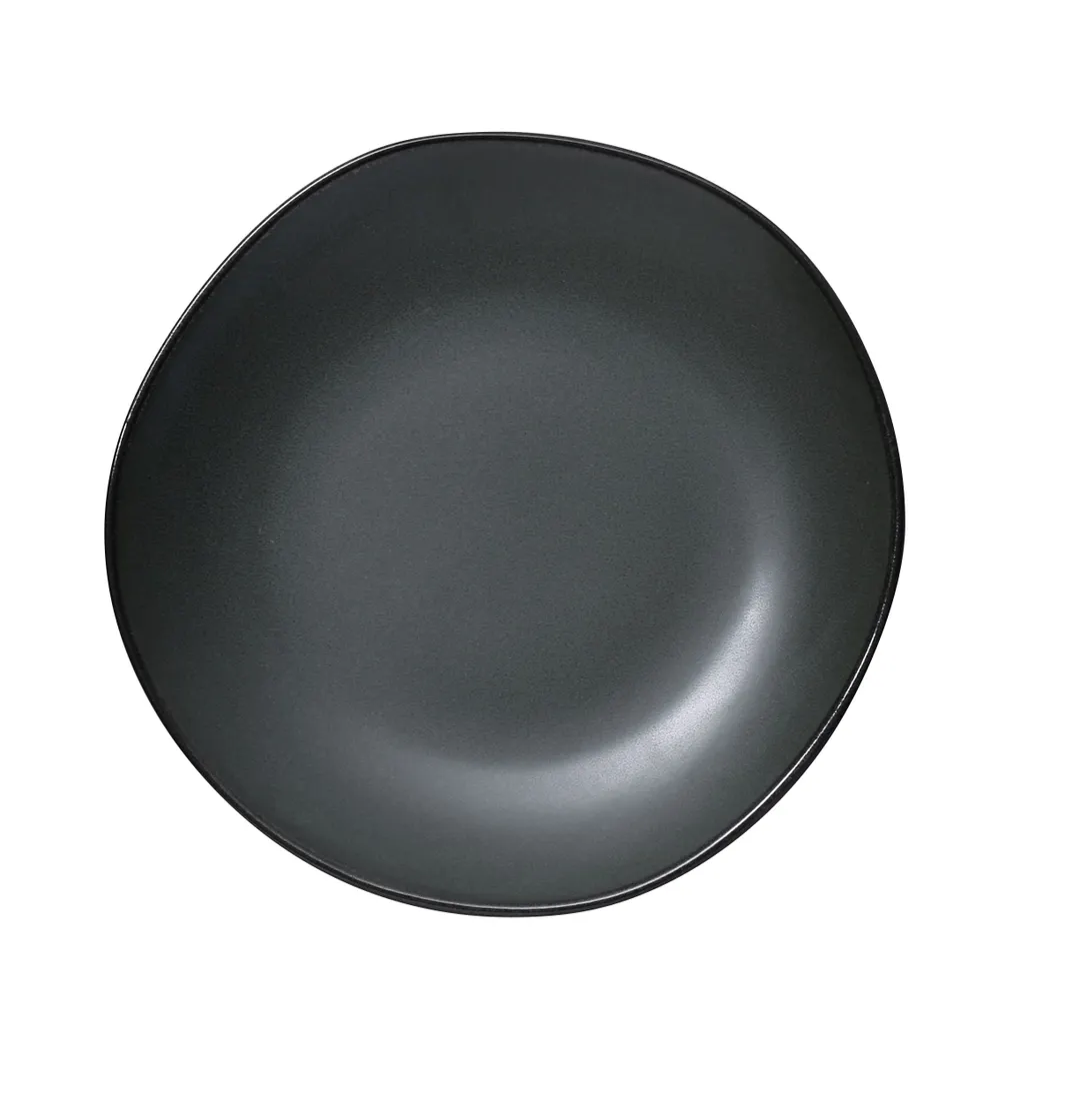 Yanco CH-112 - 12" Round Porcelain Plate, Dark Green Glazed, 1-1/2" H, Microwave Safe - Dozen