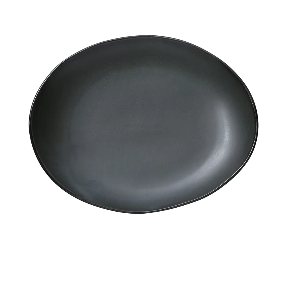 Yanco CH-211 - Oval Dark Green Porcelain Plate, 11" L x 9" W x 1-1/4" H, Dishwasher Safe - Dozen