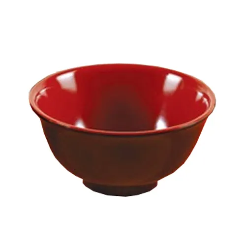 Yanco CR-130 Two‑Tone Rice Bowl, 8 oz Round, 4‑1/2"×2" Melamine, Black/Red Dishwasher‑Safe - Dozen