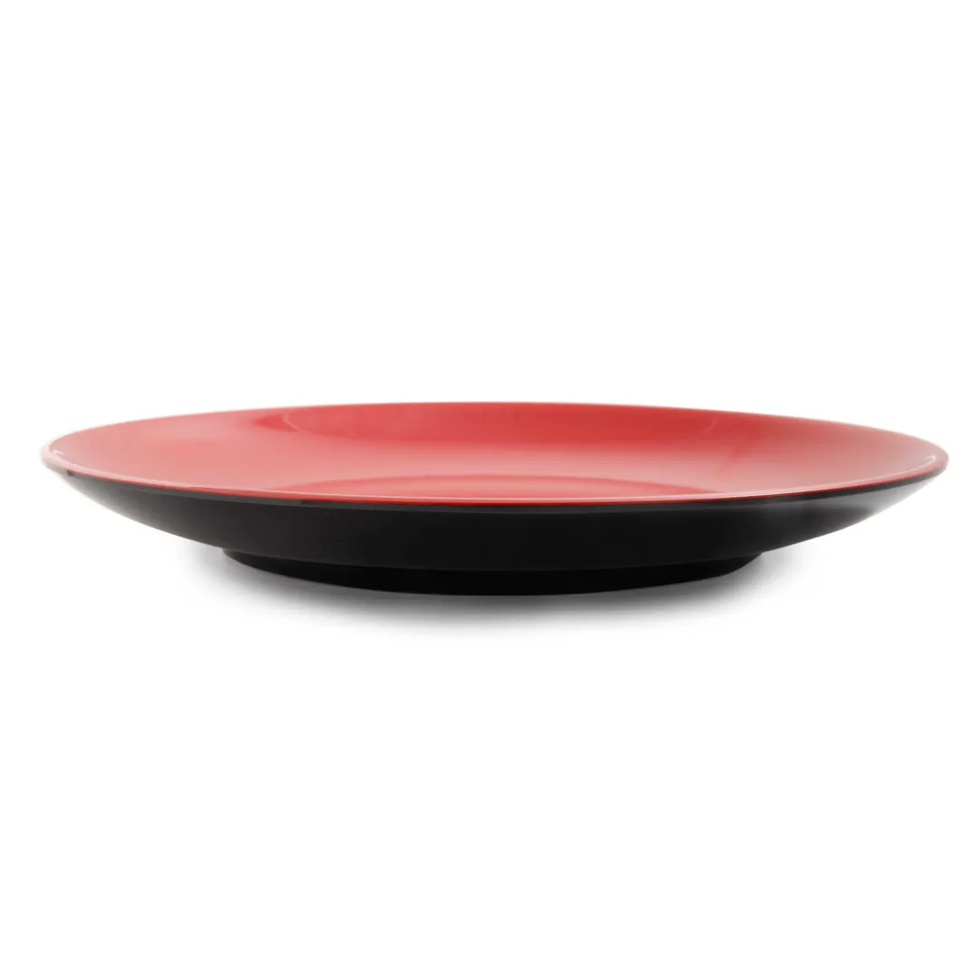 Yanco CR-1307 Two-Tone 7" Round Coupe Melamine Plate, Black/Red, Dishwasher Safe - Dozen