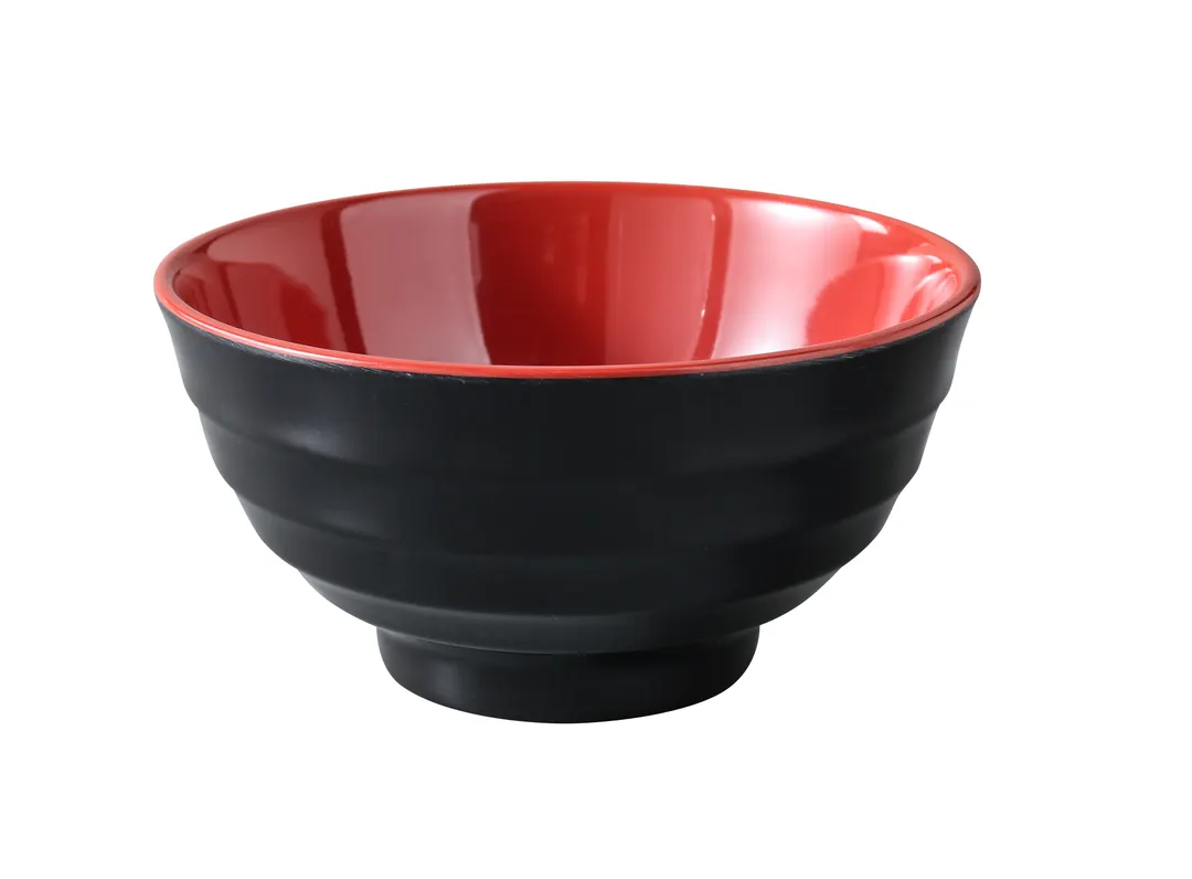 Yanco CR-528 Soup Bowl, 22 oz (3/4 qt), 6‑7/8" Dia × 3" H, Melamine, Black/Red - Dozen