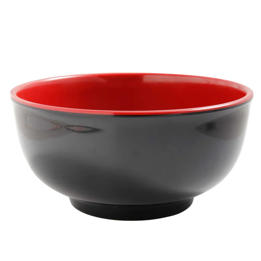 Yanco CR-560 - 22 oz Black/Red Melamine Bowl, 6‑7/8" Dia. x 3‑1/4" H, 3/4 Qt, - Dozen