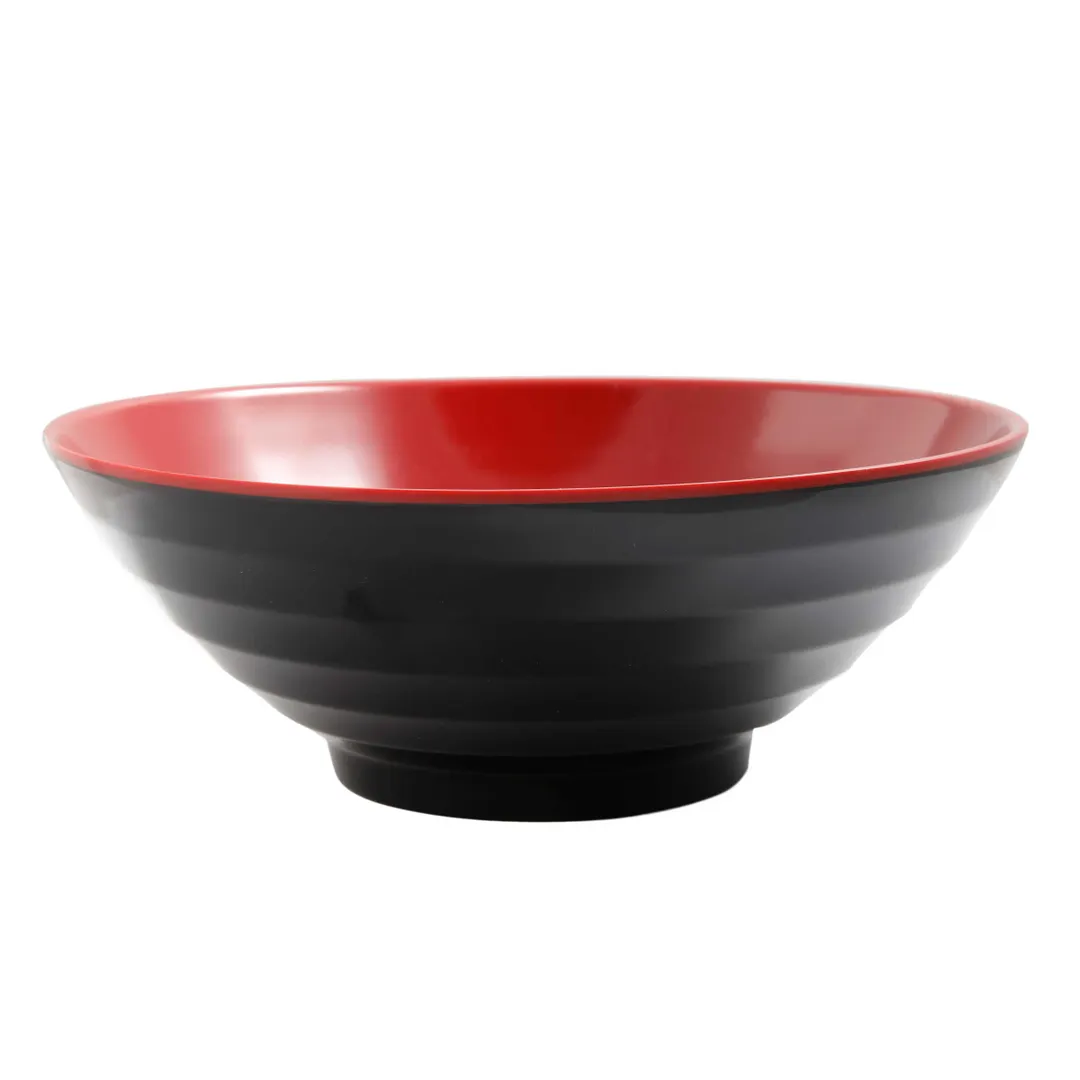Yanco CR-566 Two‑Tone Melamine Noodle Bowl, 24 oz 7" Dia x 2‑1/2" H, Black/Red - Dozen