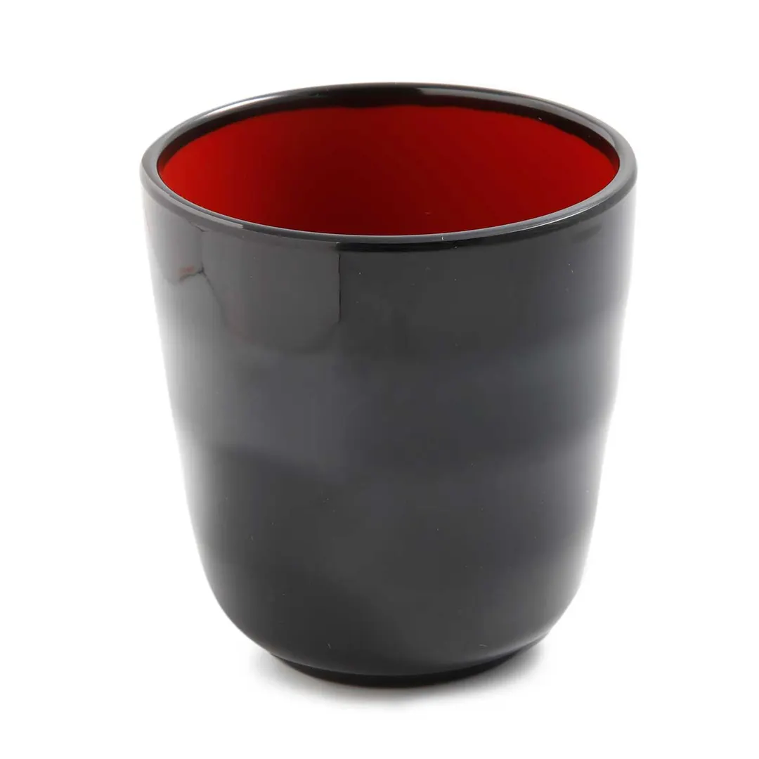 Yanco CR-9305 Two-Tone Melamine Tea Cups, 7 oz, 3" Dia x 3" H, Black/Red, Dishwasher Safe - Dozen