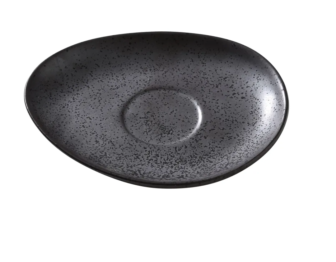 Yanco DB-002 Oval Saucer, 6" x 4-1/2", Porcelain Dark Bronze, Dishwasher & Microwave Safe - Dozen