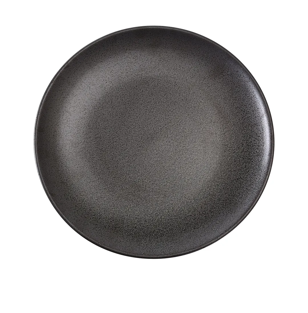 Yanco DB-107 Black Porcelain Plate 7" Dia x 3/4" H, Coupe Rim, Dishwasher Safe, Bronze - Dozen