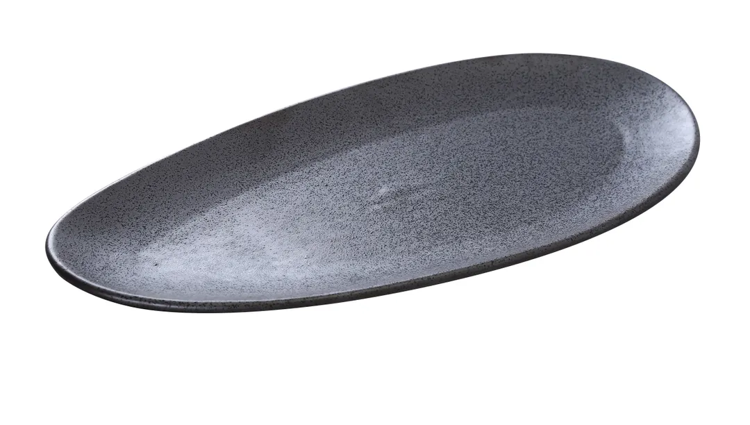 Yanco DB-310 Black Leaf Porcelain Plate, 10" x 4-3/4" x 3/4", Dishwasher & Microwave Safe - Dozen