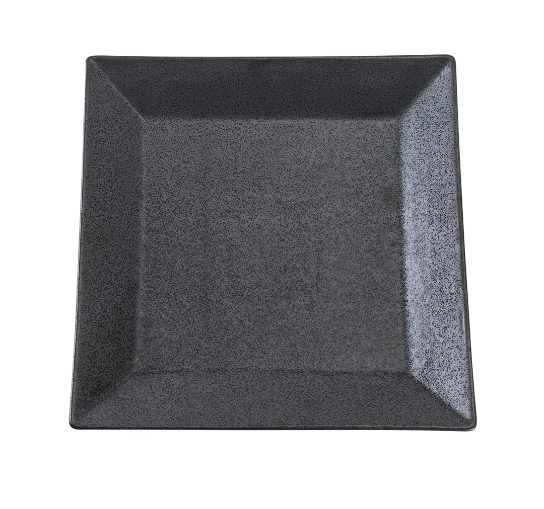 Yanco DB-510 Black Square Plate, 10" x 10" Porcelain, Dishwasher/Oven/Microwave Safe - Dozen