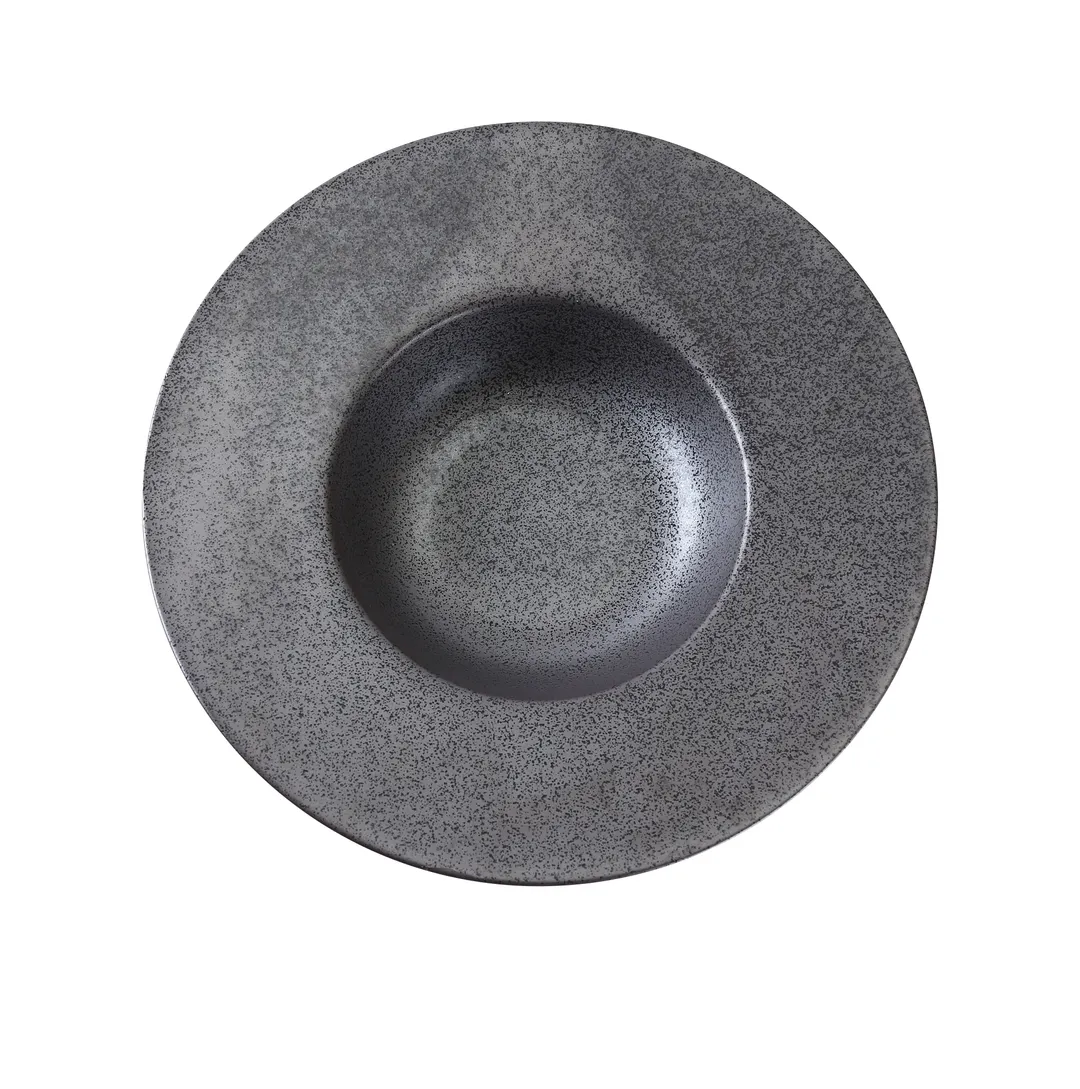 Yanco DB-610 Diamond Black Plate, 10 Oz, 9-1/4" Porcelain Round Bowl, Bronze, Safe - Dozen