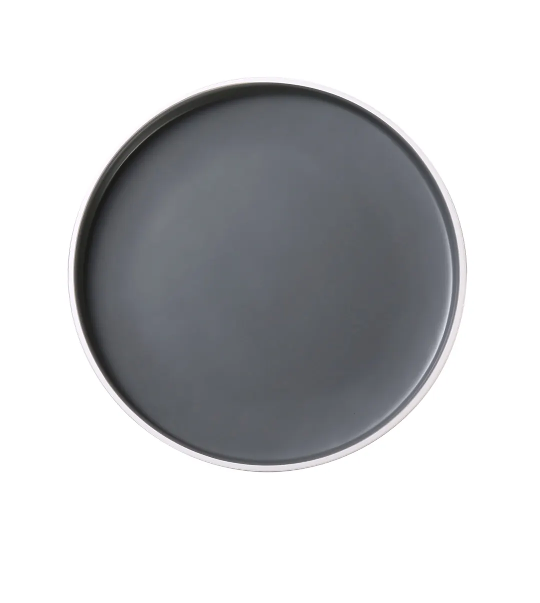 Yanco DI-312 - 12" Dia x 1-1/8" H Round Melamine Plate, Grey Inside White Outside Two‑Tone - Dozen