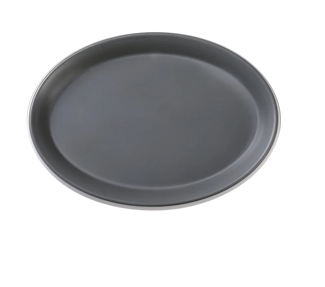 Yanco DI-409 Discover Plate – 9" Oval, Grey/White Two‑Tone, Melamine, 1-1/4" H, - Dozen
