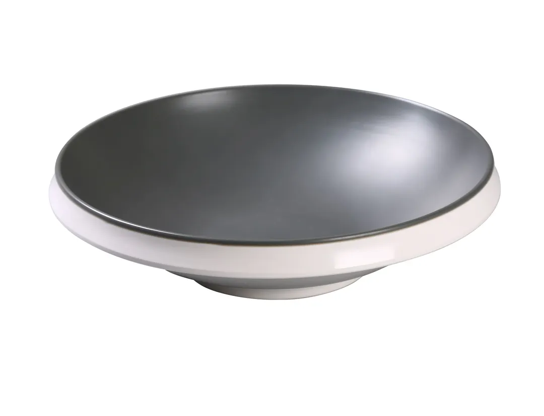 Yanco DI-612 - 3 Qt (98 oz) Melamine Bowl, 12½" Dia x 3¼" H, Grey Inside White Outside - Dozen