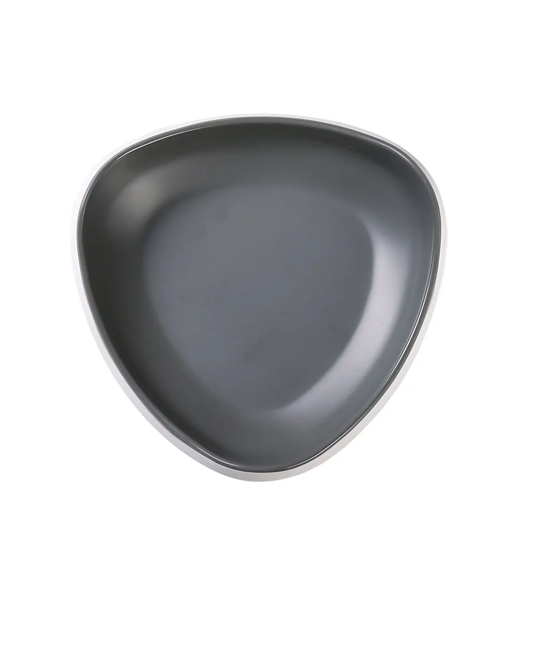 Yanco DI-6207 - 14 Oz Triangular Bowl, 7" L × 2" H, Grey Inside/White Outside Melamine - Dozen