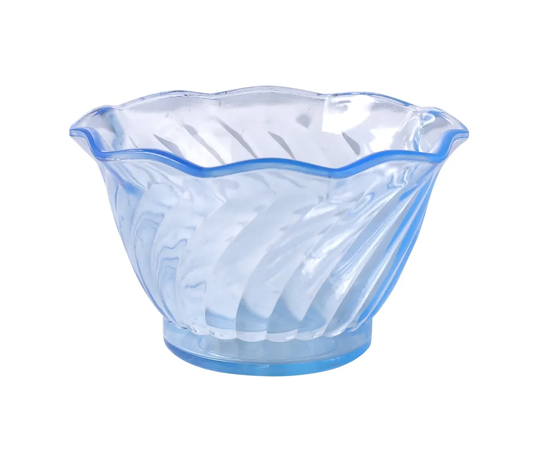 Yanco DS-005B 6‑Oz Round Flower‑Shaped Plastic Dessert Dish, Blue - Dozen