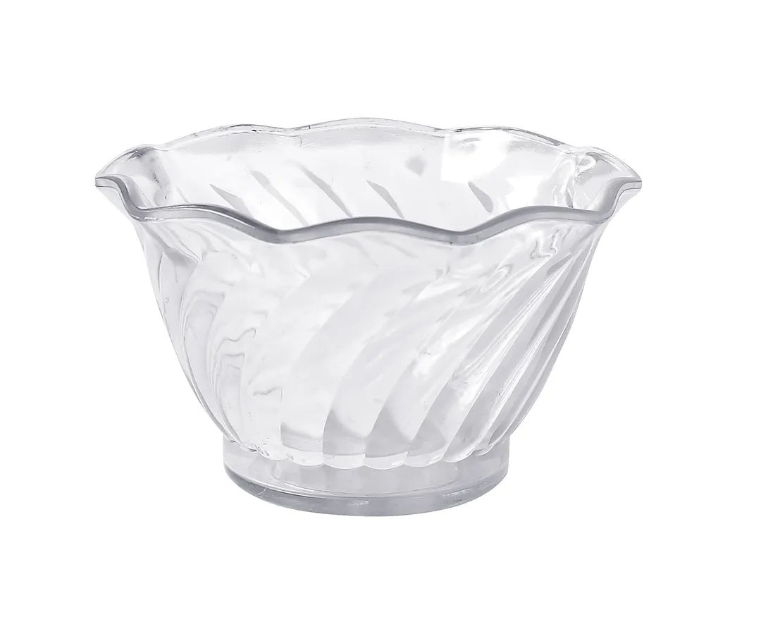 Yanco DS-005C - 6 Oz Round Flower‑Shaped Clear Plastic Dessert Dish - Dozen