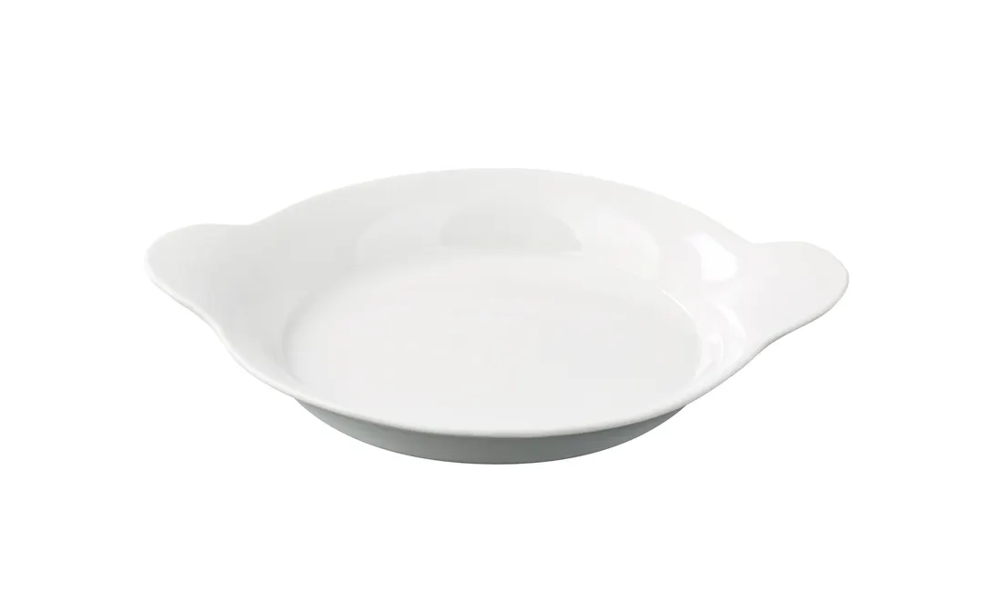 Yanco FH-10 - 10" Round White Porcelain Au Gratin Dish, Dishwasher Oven Microwave Safe - Dozen