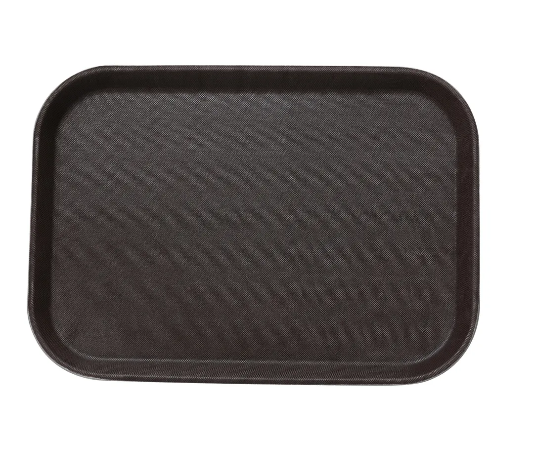 Yanco FT-1014 - Rectangular Fiberglass Serving Tray, 14" x 10", Brown - Dozen