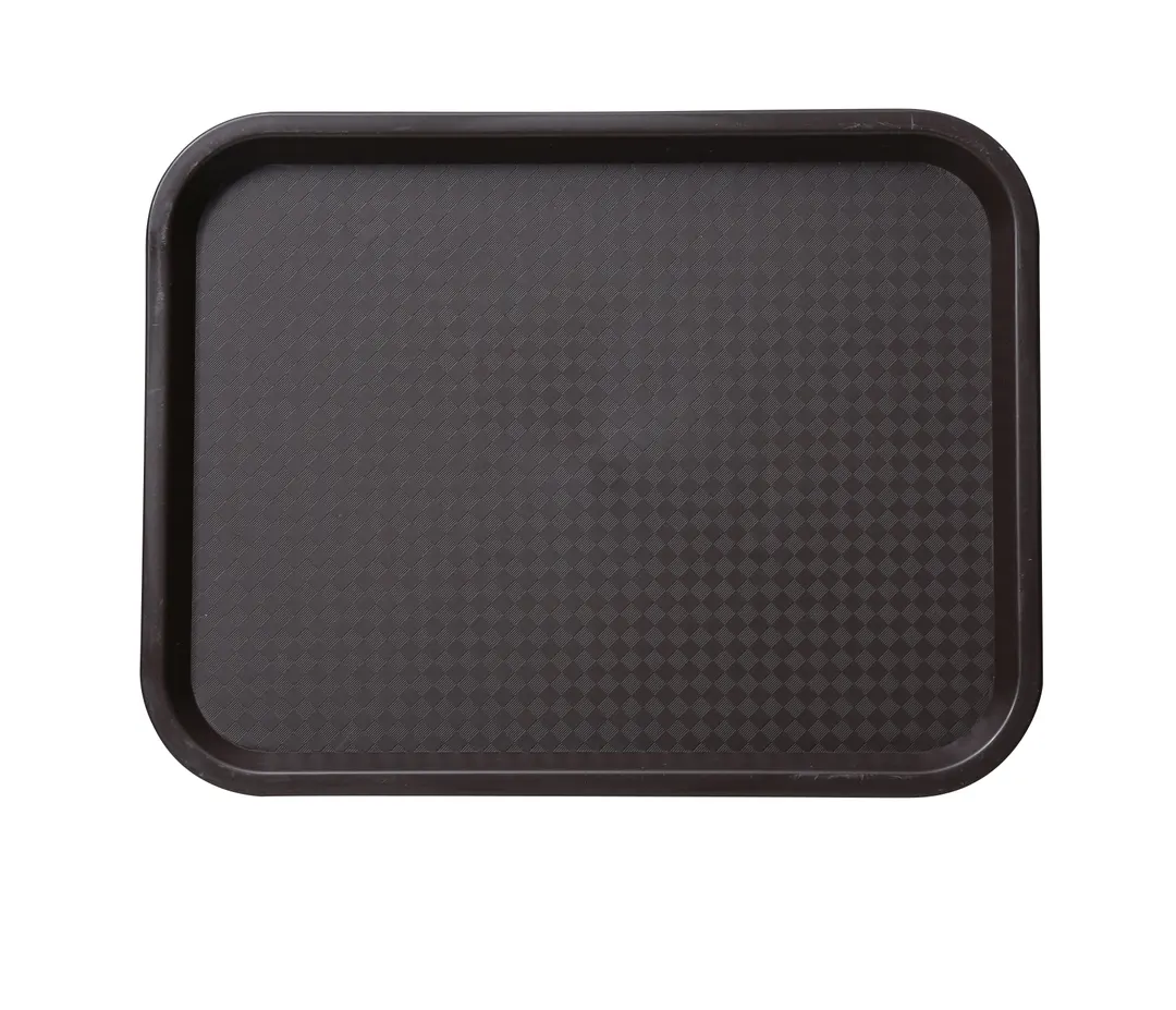 Yanco FT-14BR Fast Food Tray, 14" x 10" Rectangular Melamine, Brown, Dishwasher Safe - Dozen