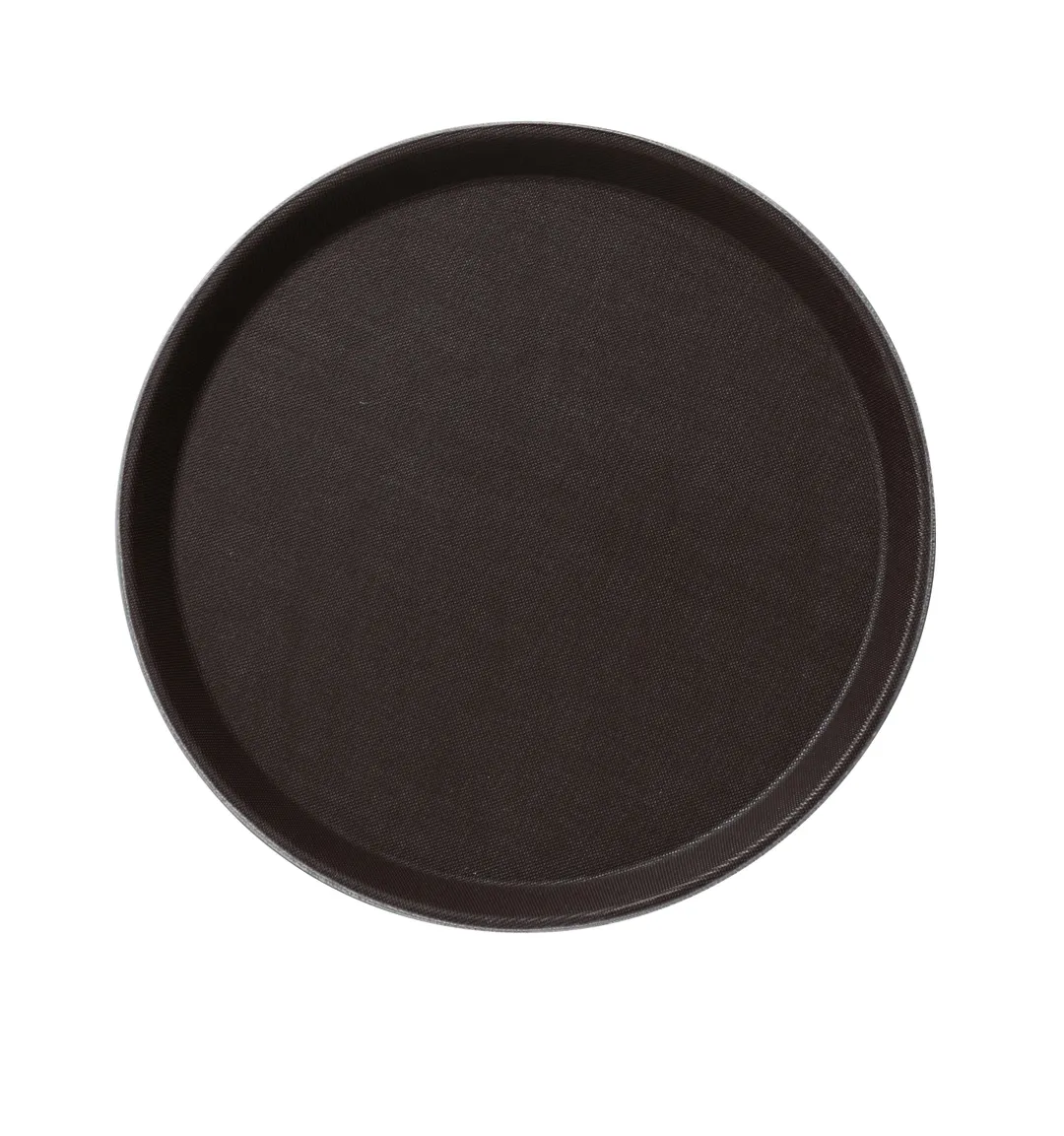 Yanco FT-1600 Round Fiberglass Serving Tray, 16" Diameter, Brown - Dozen